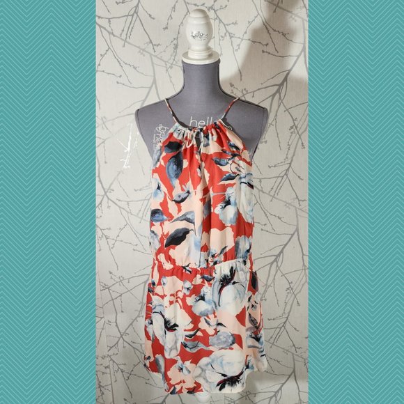 Parker Floral Printed 100% Silk Strappy Halter Dress - Picture 1 of 4